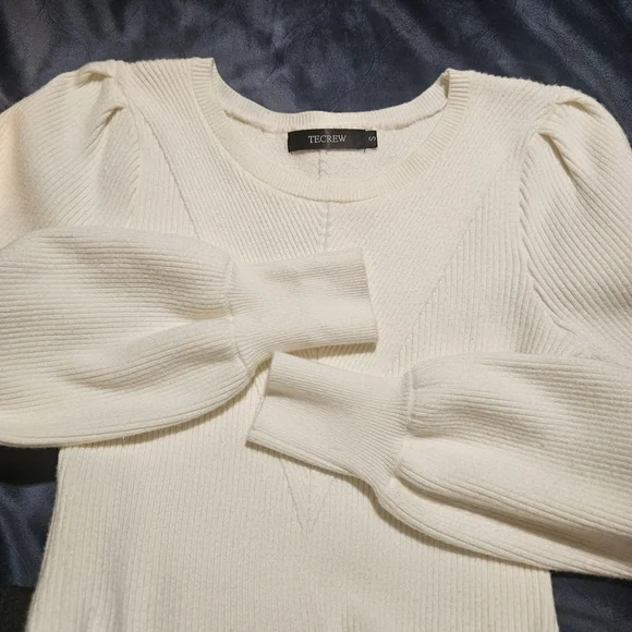 Classic Cream Crew Neck Ribbed Sweater - Picture 2 of 6